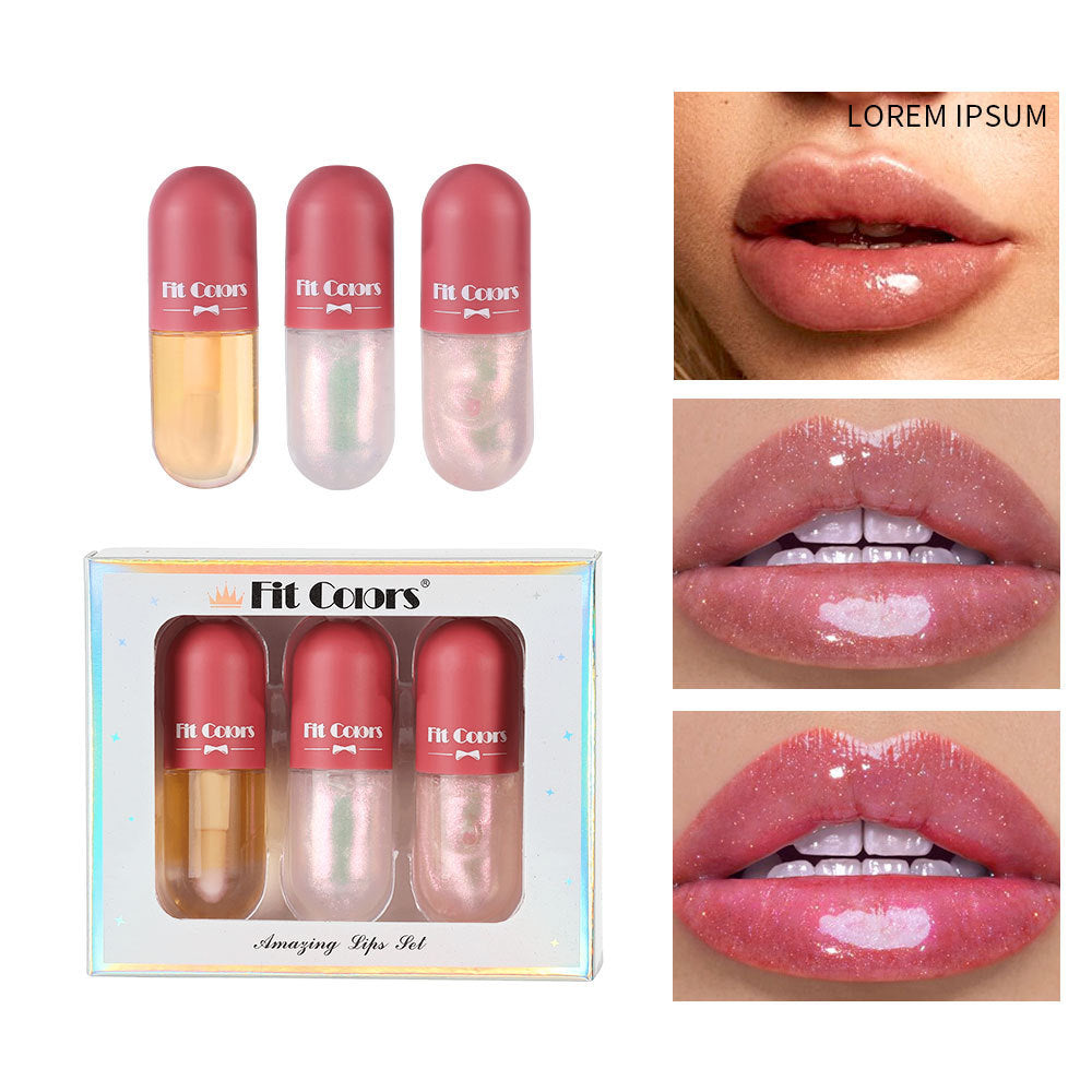 Three-Shade Lip Gloss Set With Shimmer & Moisturizing Color