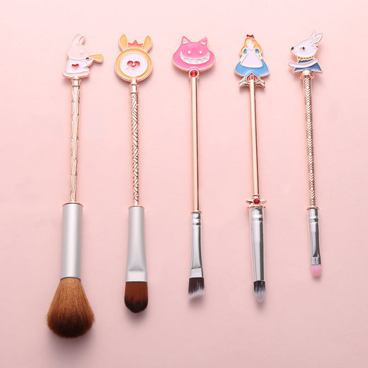 Alice Makeup Brush Set — 5 Enchanted Wand Brushes with Charms