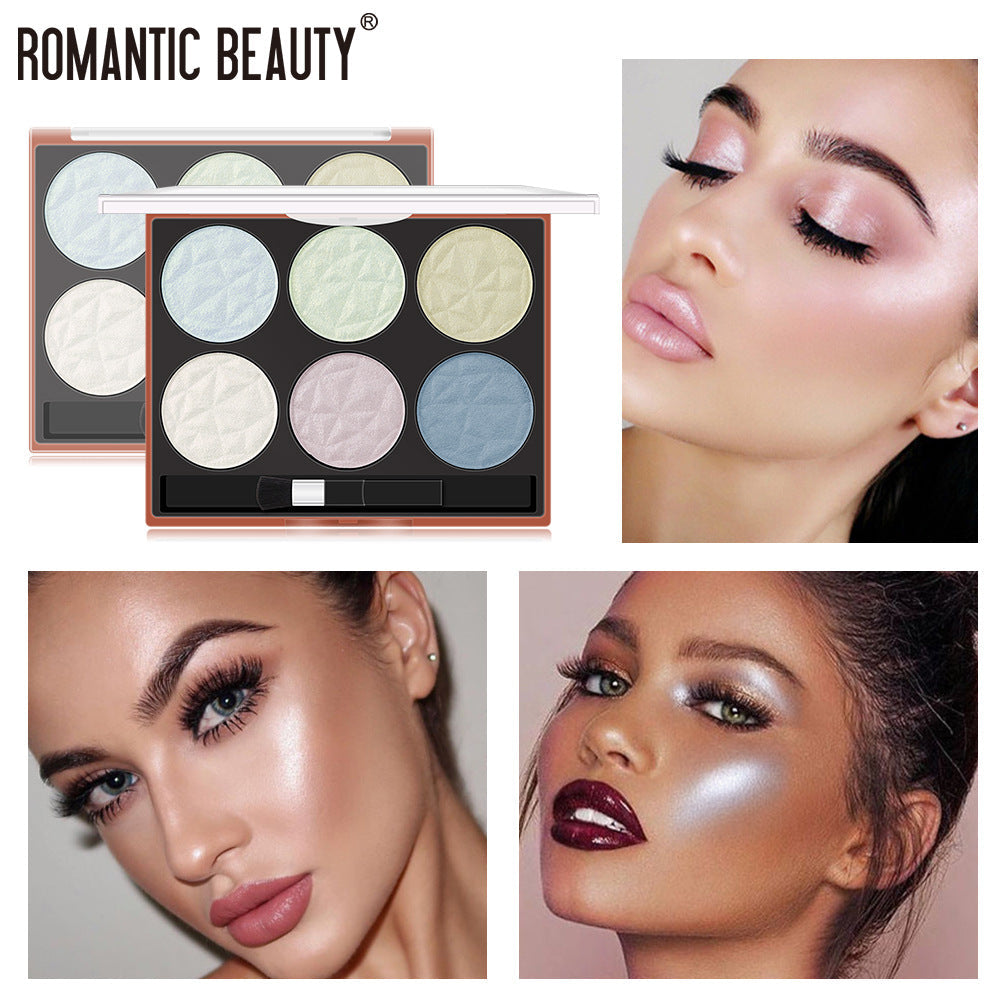 6-Color Pearl Highlighter Palette for Luminous Glow