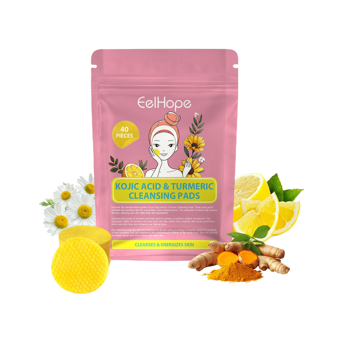 Kojic Acid Turmeric Cleansing Pads — Brighter Skin in 20