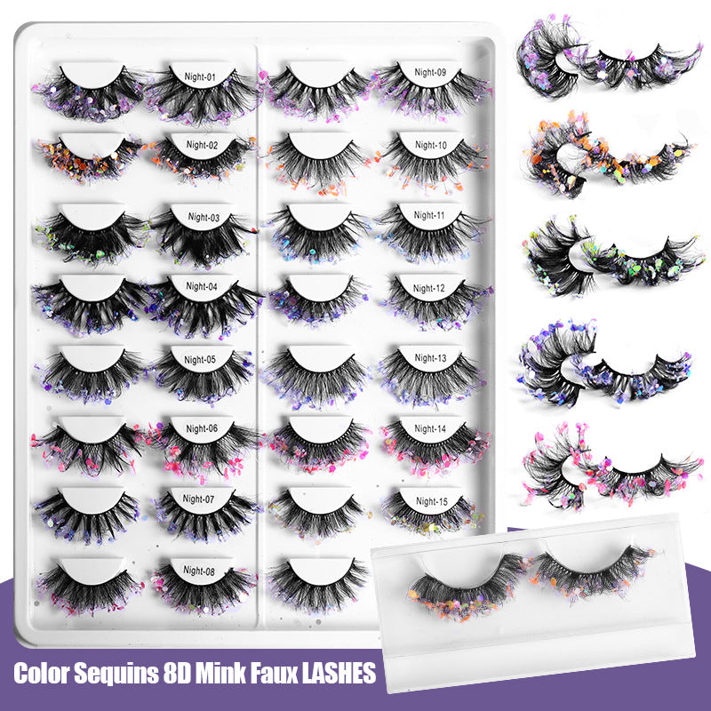 False Eyelashes: 8D Fluffy Colorful Festival Lashes