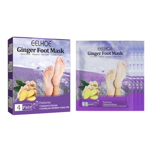 Ginger Foot Mask Booties for Cracked Dry Heels, 4 Pairs