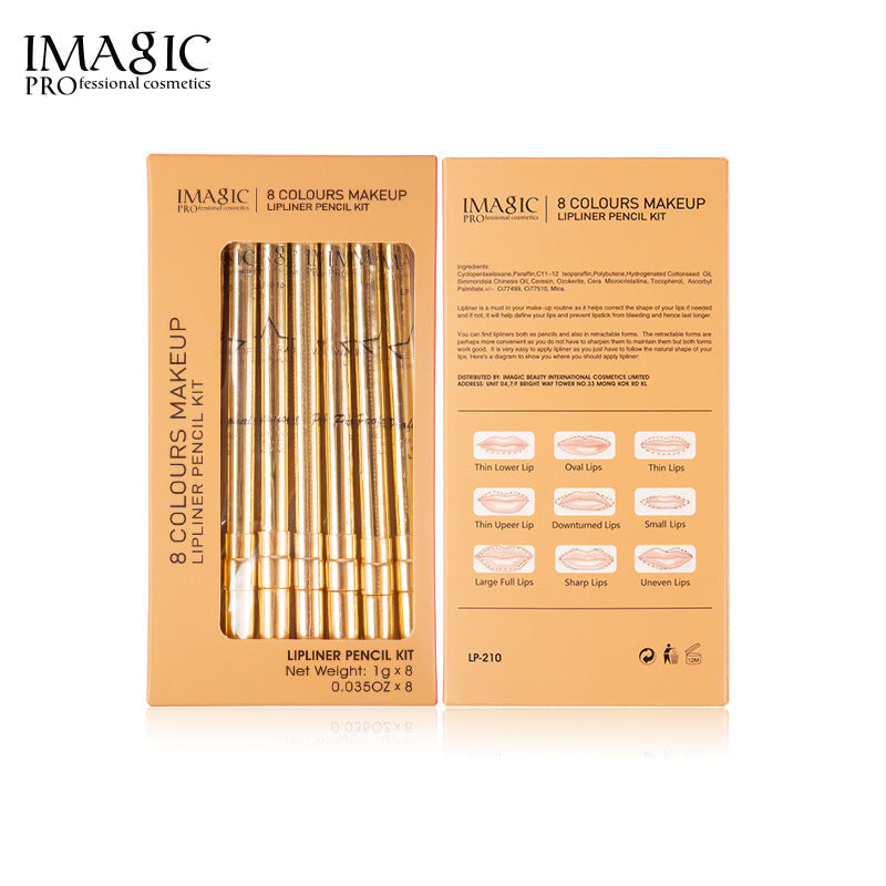 Lip Liner Set of 8 for Defined, Smudge-Resistant Color
