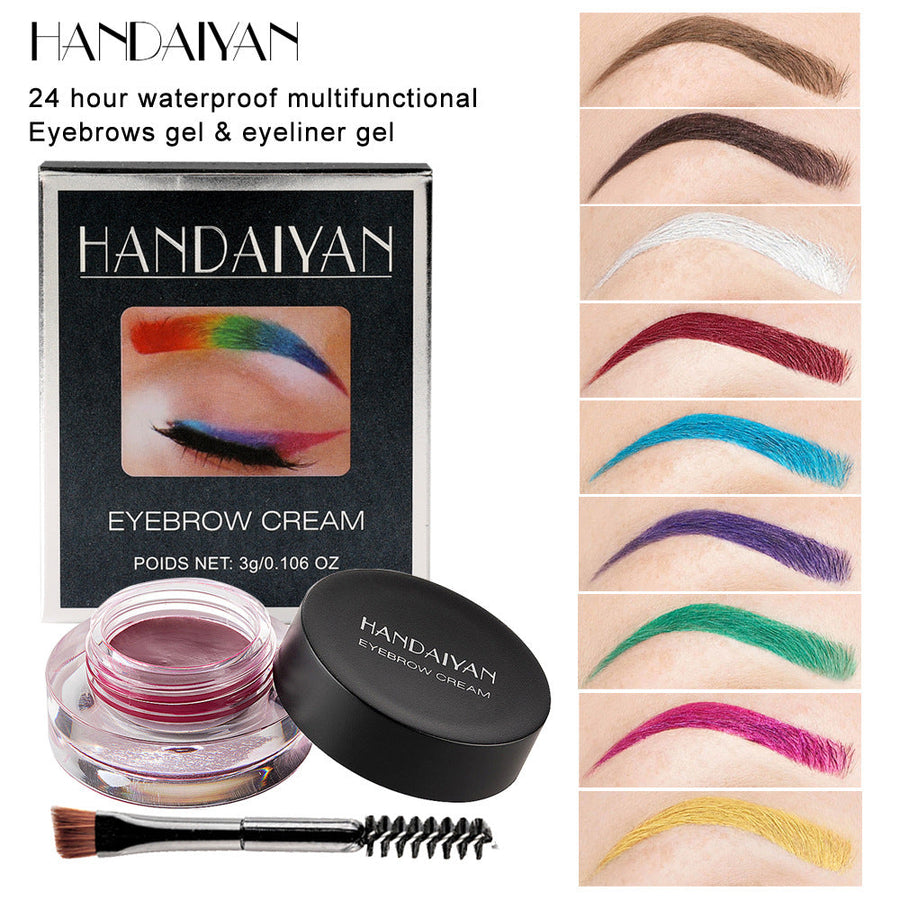 Waterproof Eyebrow Gel & Eyeliner Cream, 12 Colors