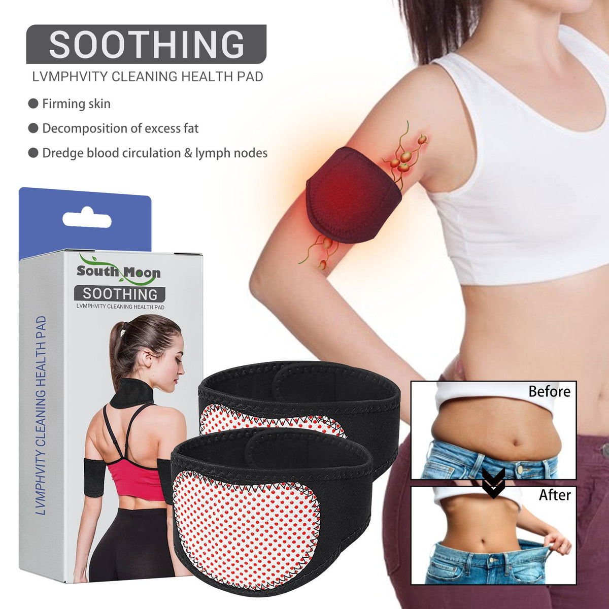 Toning Arm Bands With Magnetic Lymph Support Pads