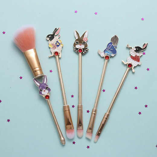 Alice in Wonderland Enamel Rabbit 5-Piece Makeup Brush Set