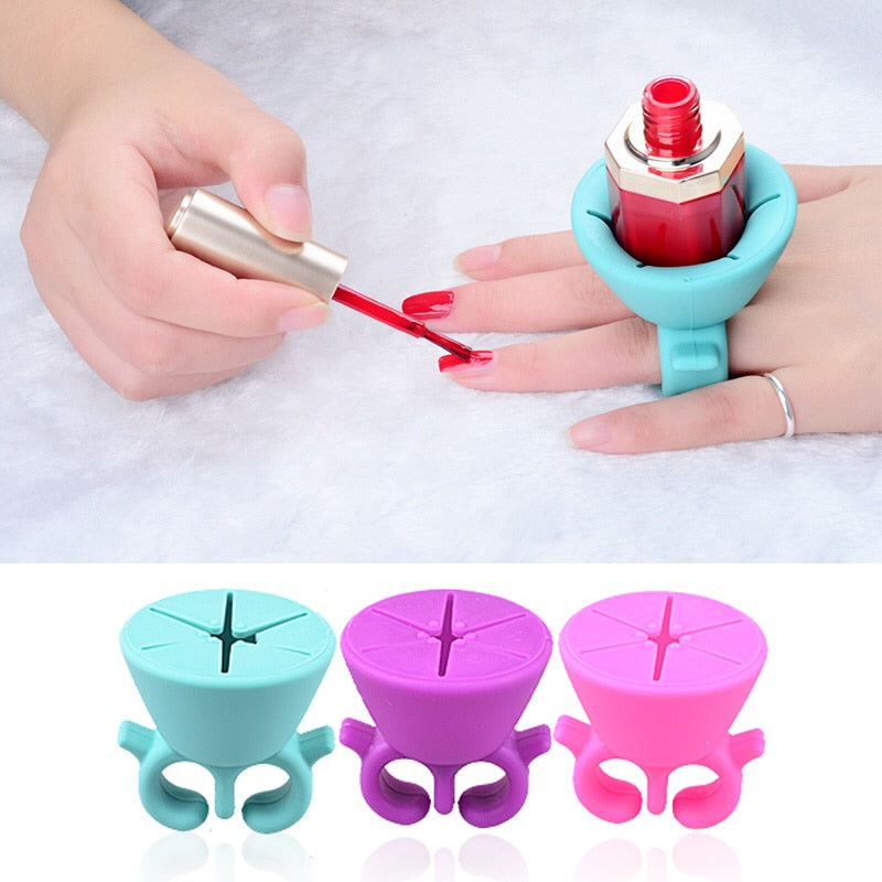 Silicone Nail Polish Holder Ring — Hands-Free Manicure Tool
