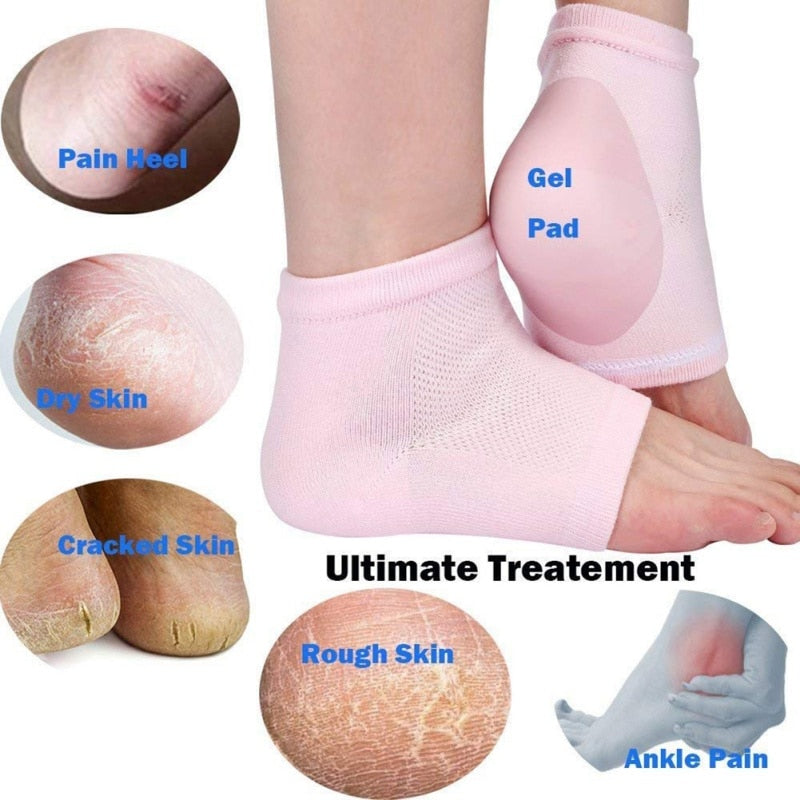 Silicone Gel Heel Socks for Cracked, Dry Foot Skin