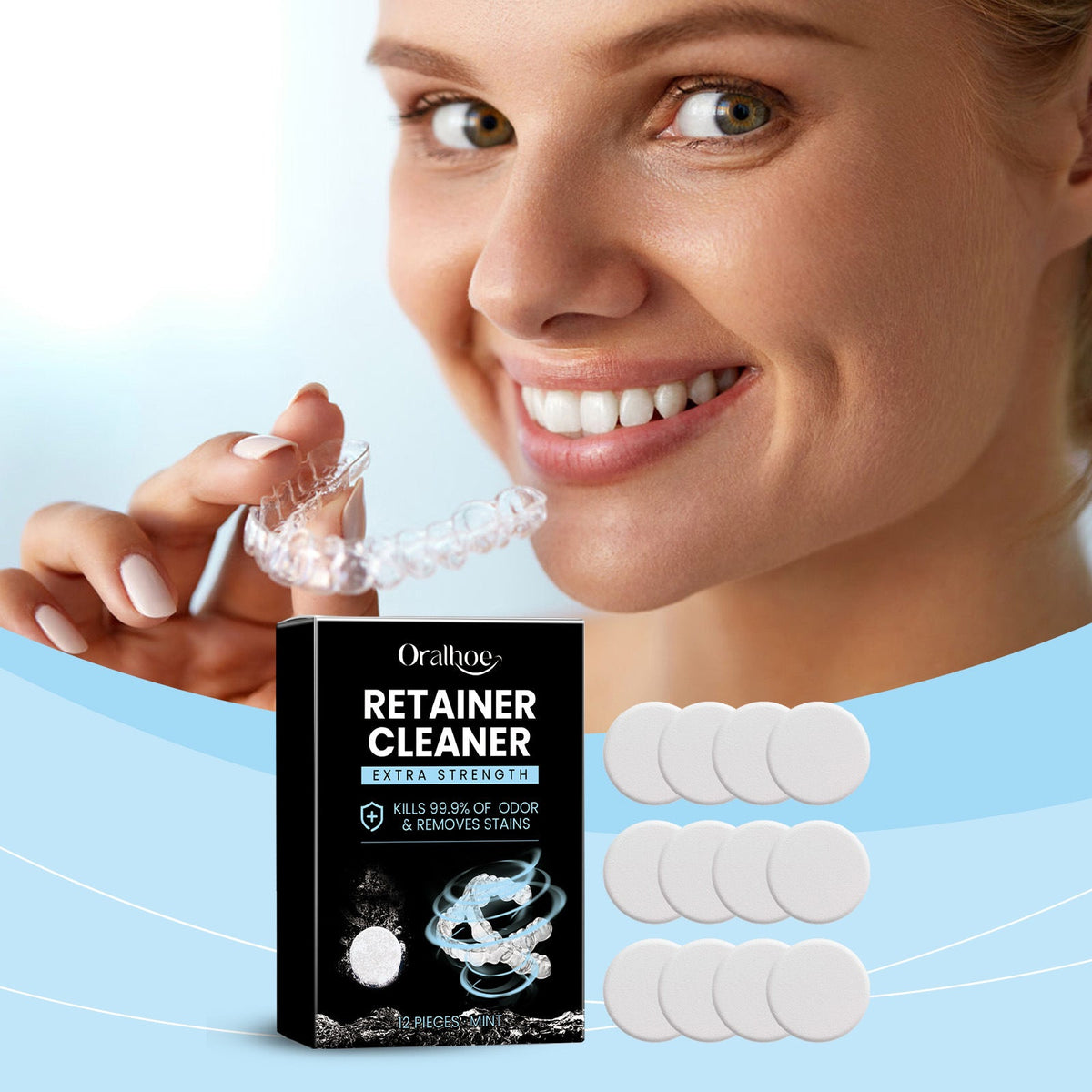 Retainer and Denture Cleaner — Kills 99.9% Odor & Stains
