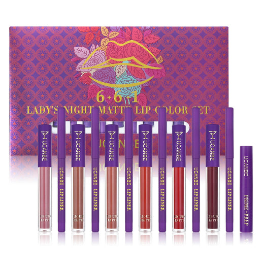 Matte Lip Color Set with Liner and Primer, 13-Piece