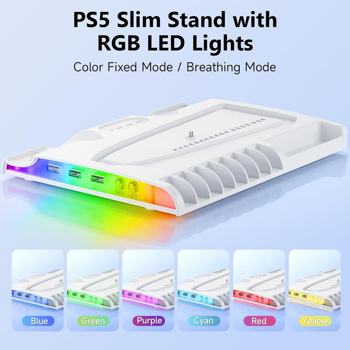 PS5 Slim Charging Dock with Cooling Fan & RGB Lighting
