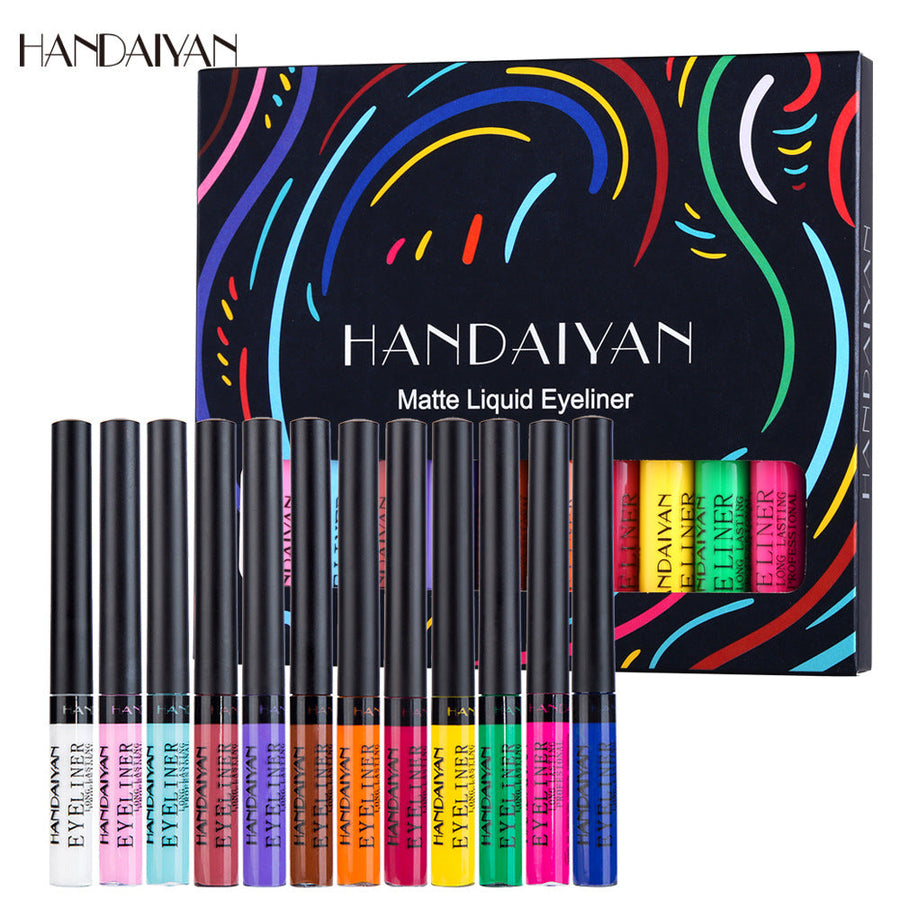 12-Color Matte Liquid Eyeliner Set for Bold Looks