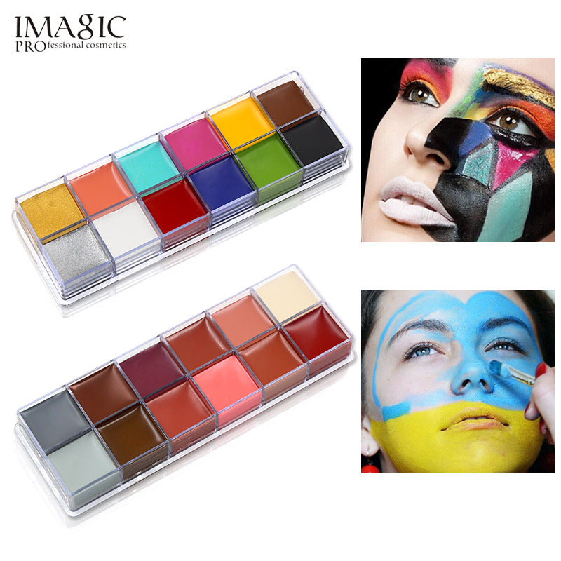 12-Color Face and Body Paint Palette for Bold Art