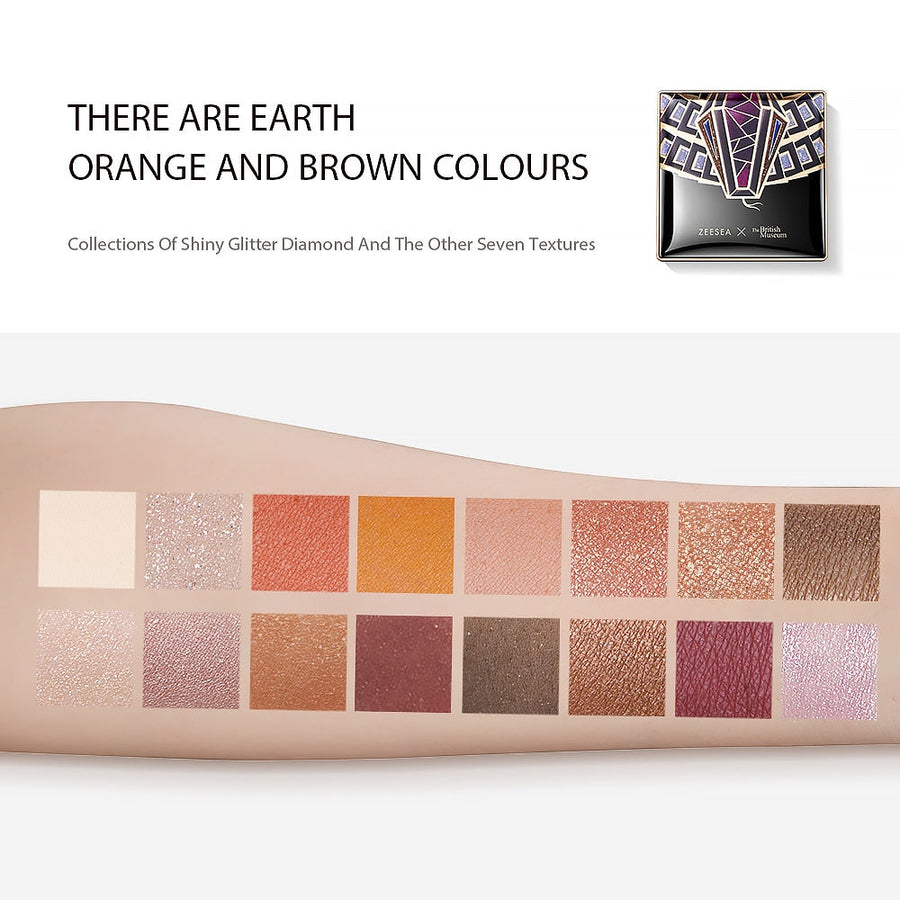 16-Color Warm Eyeshadow Palette for Matte & Glitter Looks