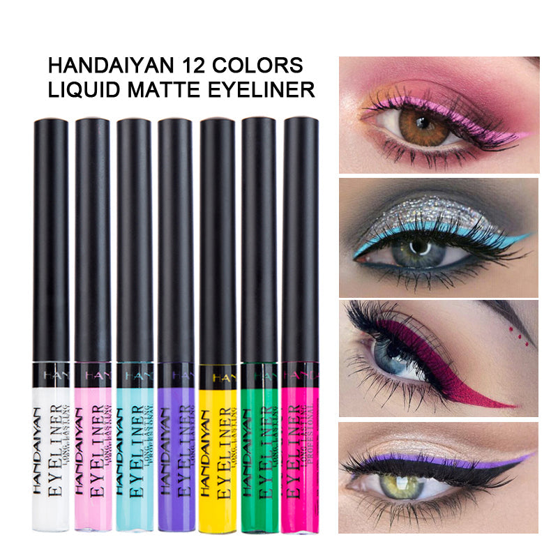 12-Color Liquid Matte Eyeliner Set for Bold Looks