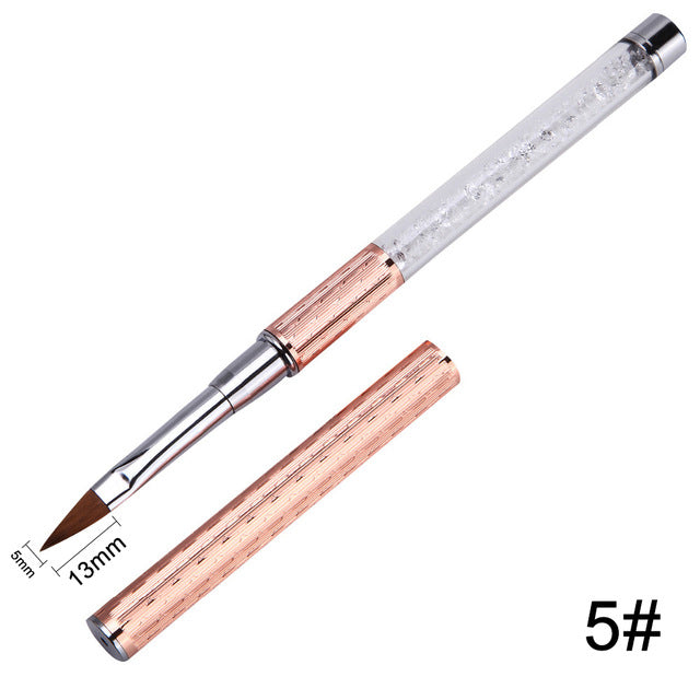 Nail Art Brushes Set — Crystal Rose Gold Precision Tools
