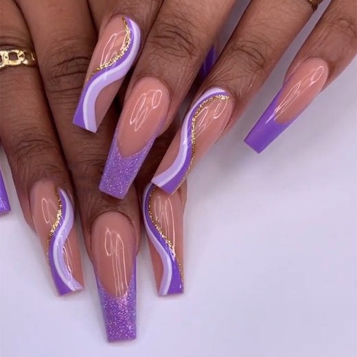 Purple Glitter Nail Patches for Salon-Style Manicures