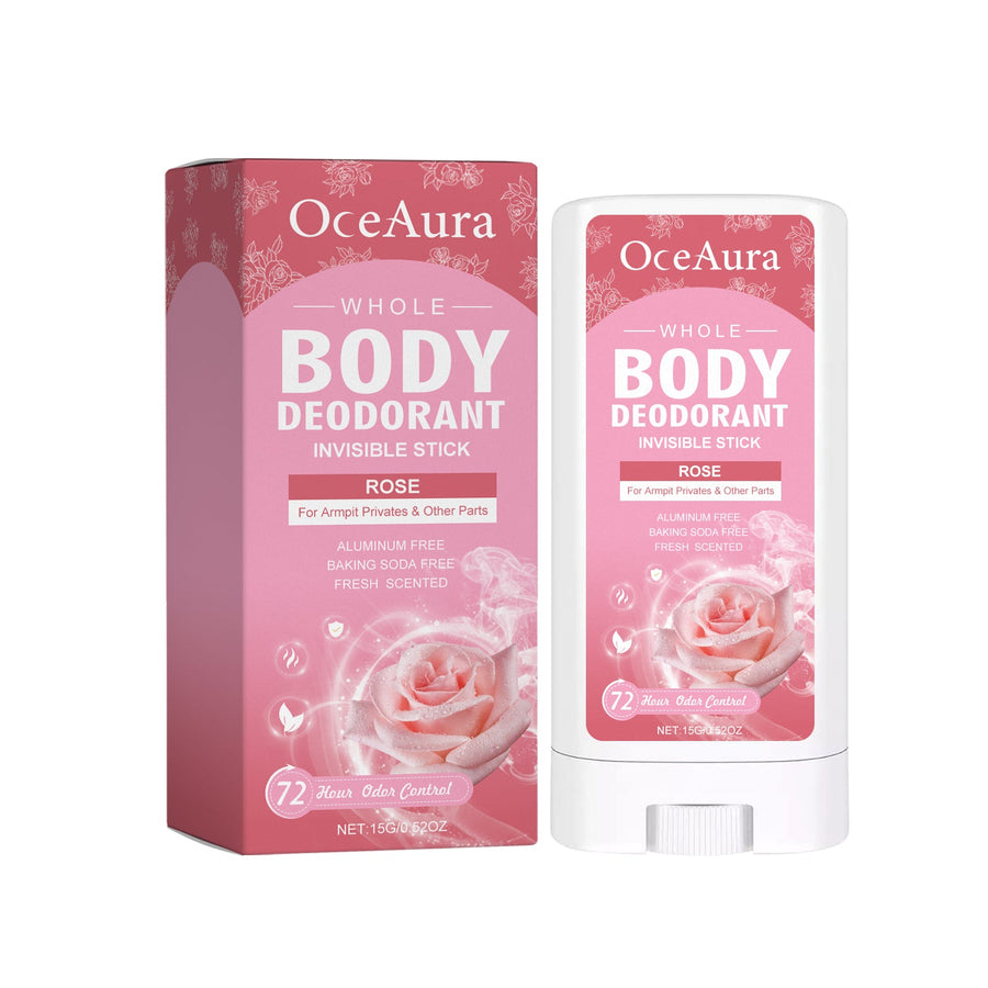 Whole Body Deodorant Stick — 72H Aluminum‑Free Rose Scent