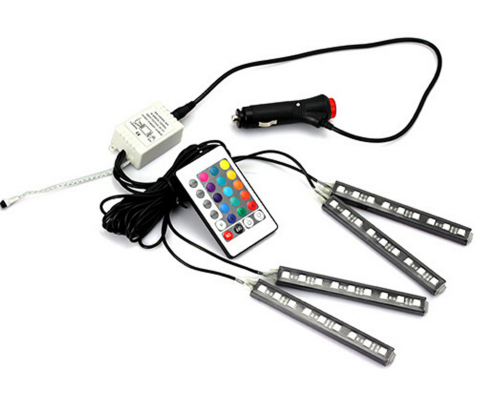 RGB LED Car Interior Lights – 7‑Color Kit with Wireless Remote