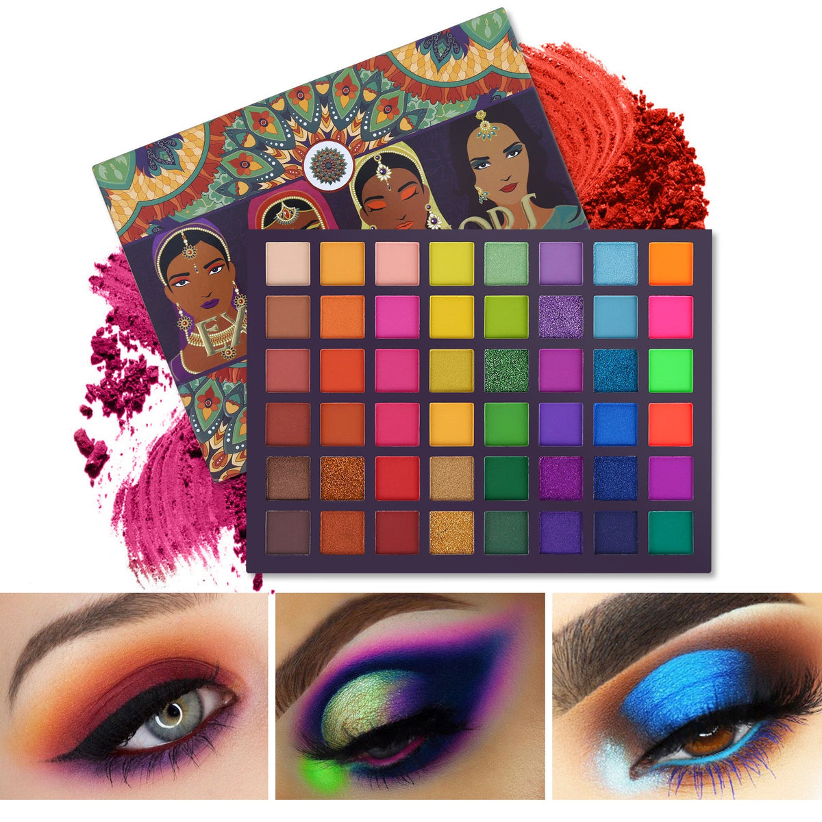 48-Color Eyeshadow Palette for Bold Colorful Looks