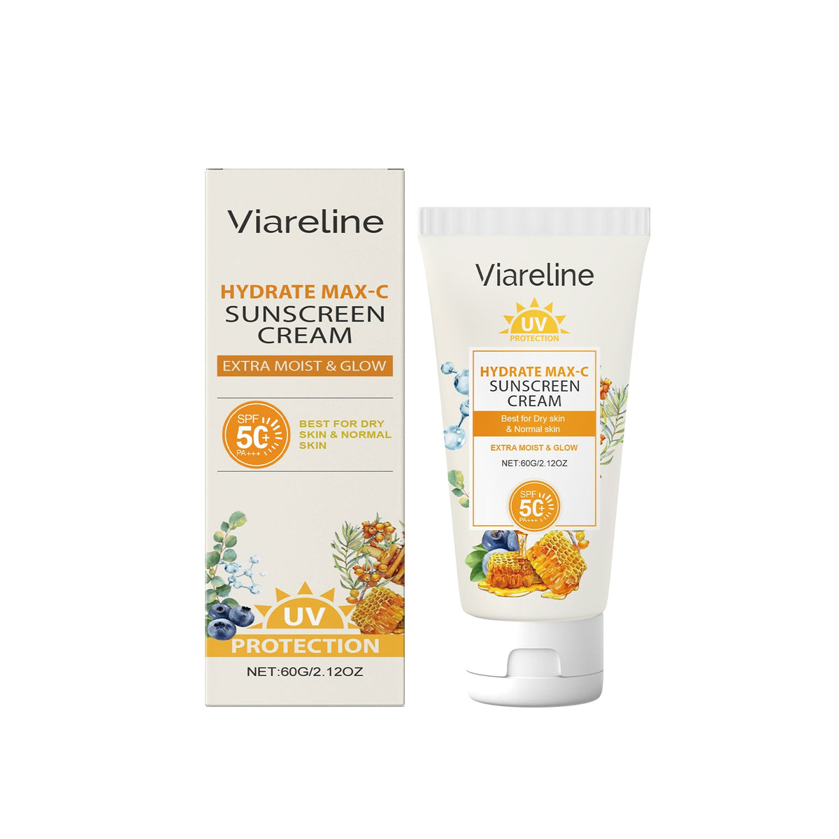 SPF 50+ Hydrating Face Cream With Glow, No White Cast