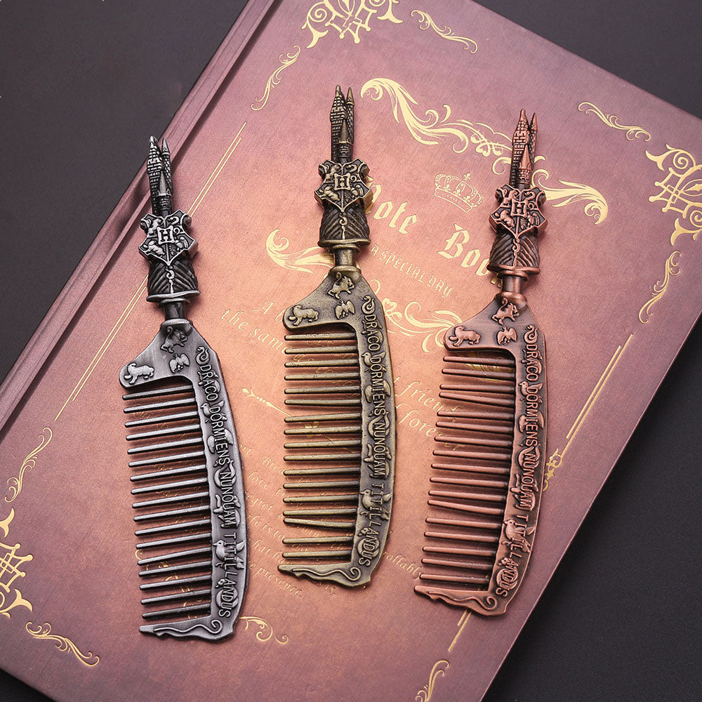 Harry Potter Engraved Metal Comb — Hogwarts Antique Hair