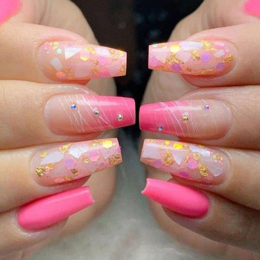 Pink Glitter Ballet Press-On Nails | Long Glamorous