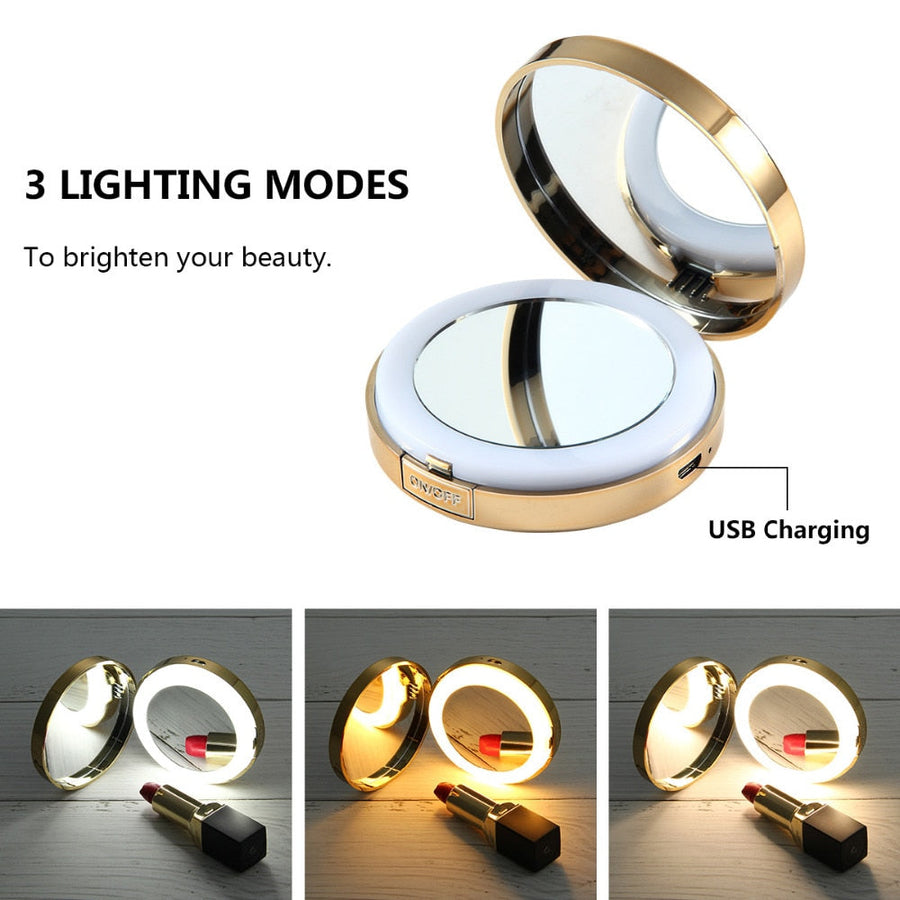 LED Makeup Mirror with 10X Magnification & Lights