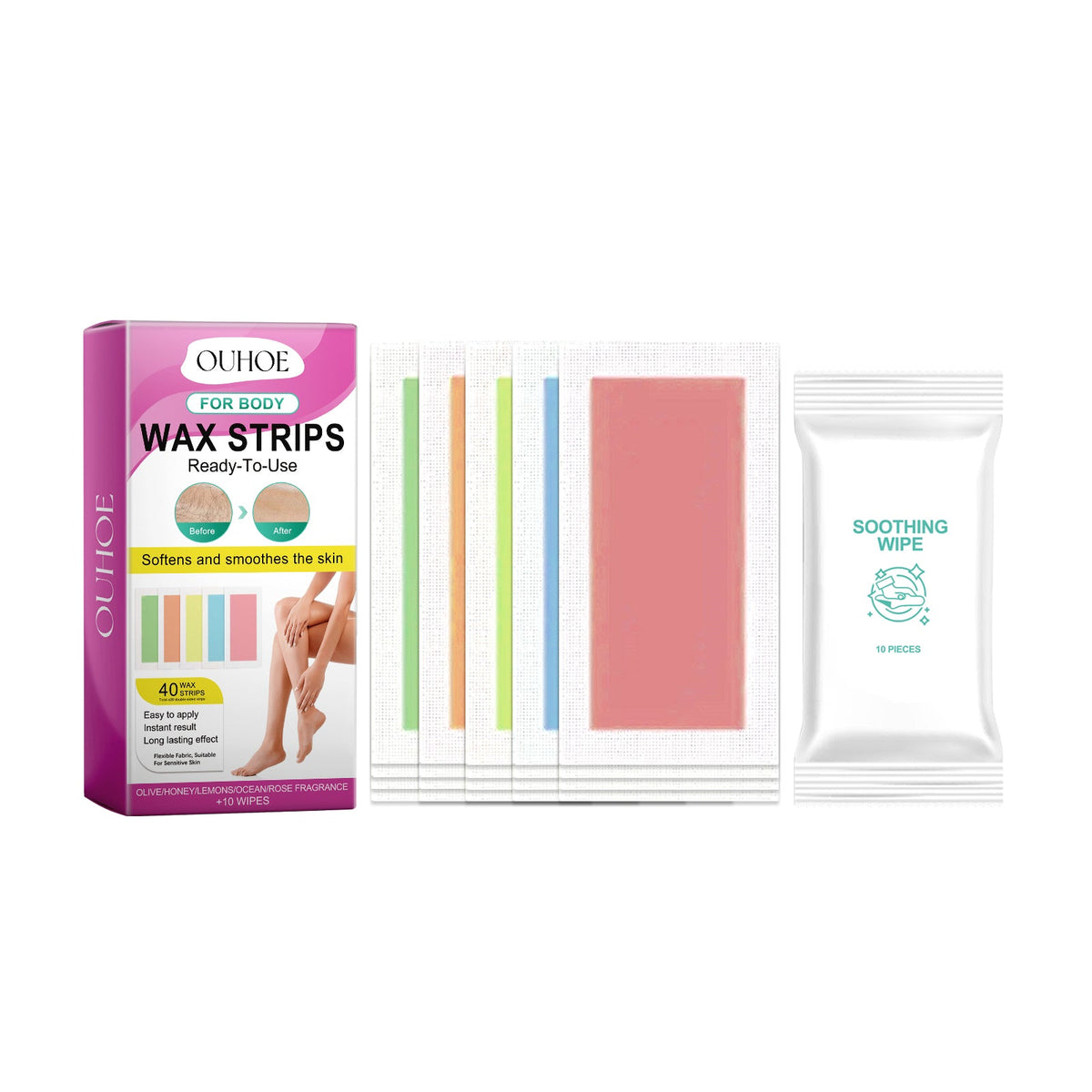 Body Wax Strips for Smooth, No-Residue Hair Removal