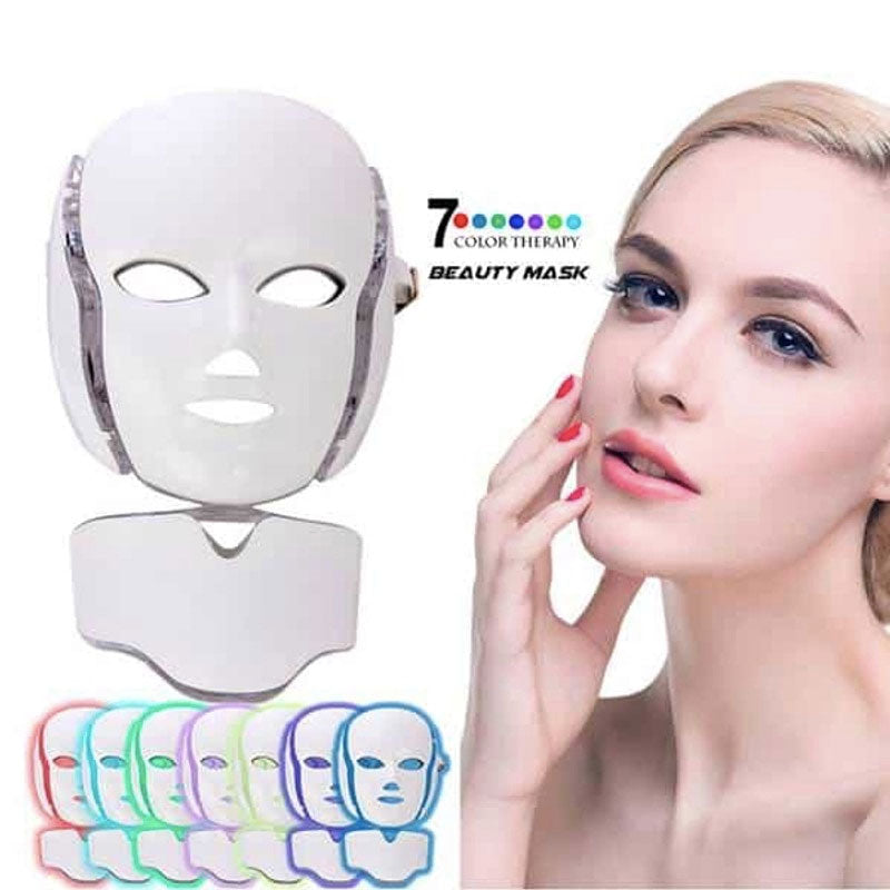 7-Color LED Face and Neck Mask for At-Home Skincare
