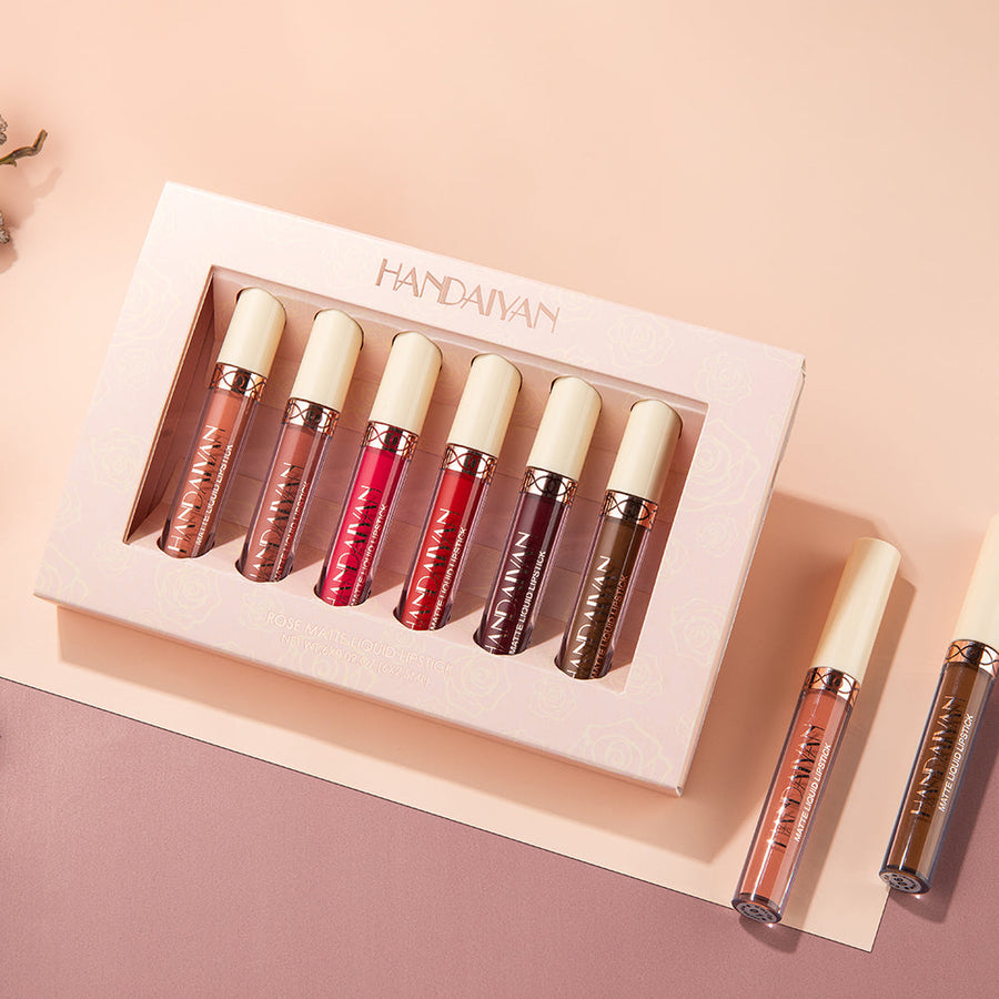 6-Shade Rose Matte Liquid Lipstick Set for Every Look