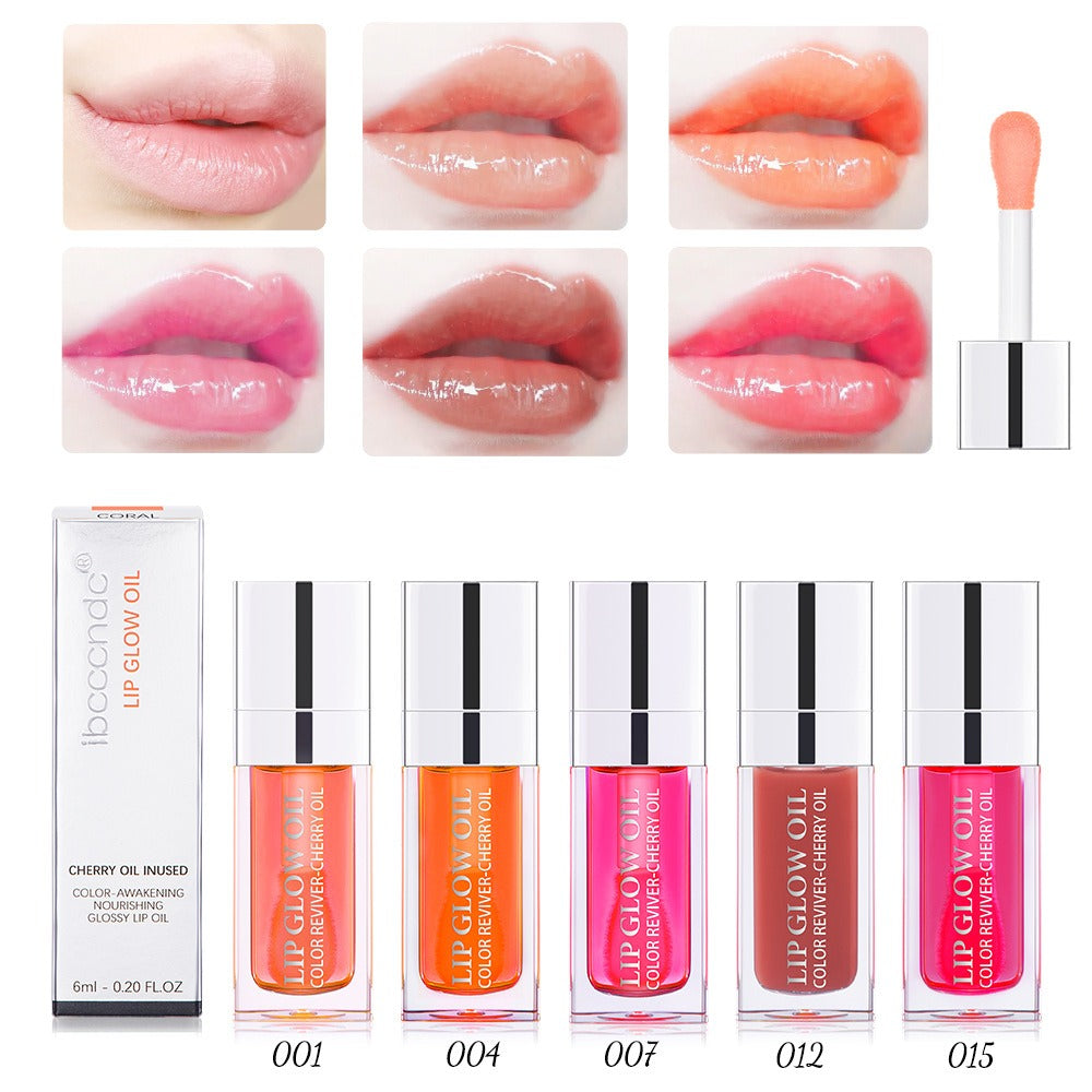 Cherry Lip Oil Gloss for Moisturized, Watery-Shine Lips