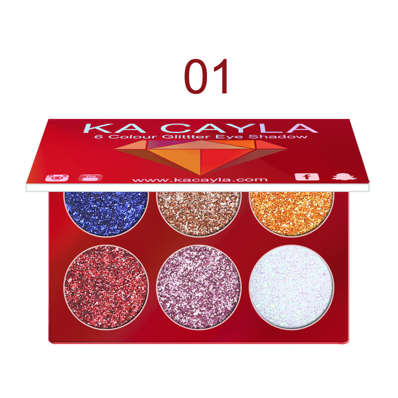 6-Color Glitter Eyeshadow Palette for Dramatic Eye Looks