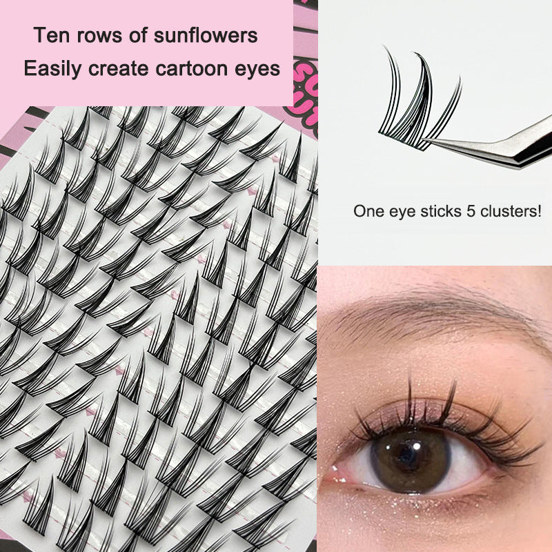 False Eyelash Clusters for Playful Cartoon Eye Looks