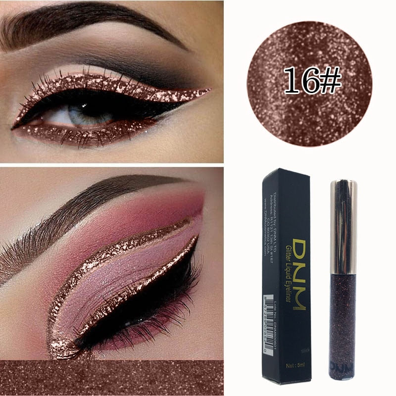 Metallic Liquid Eyeliner for Sparkling 16-Color Looks