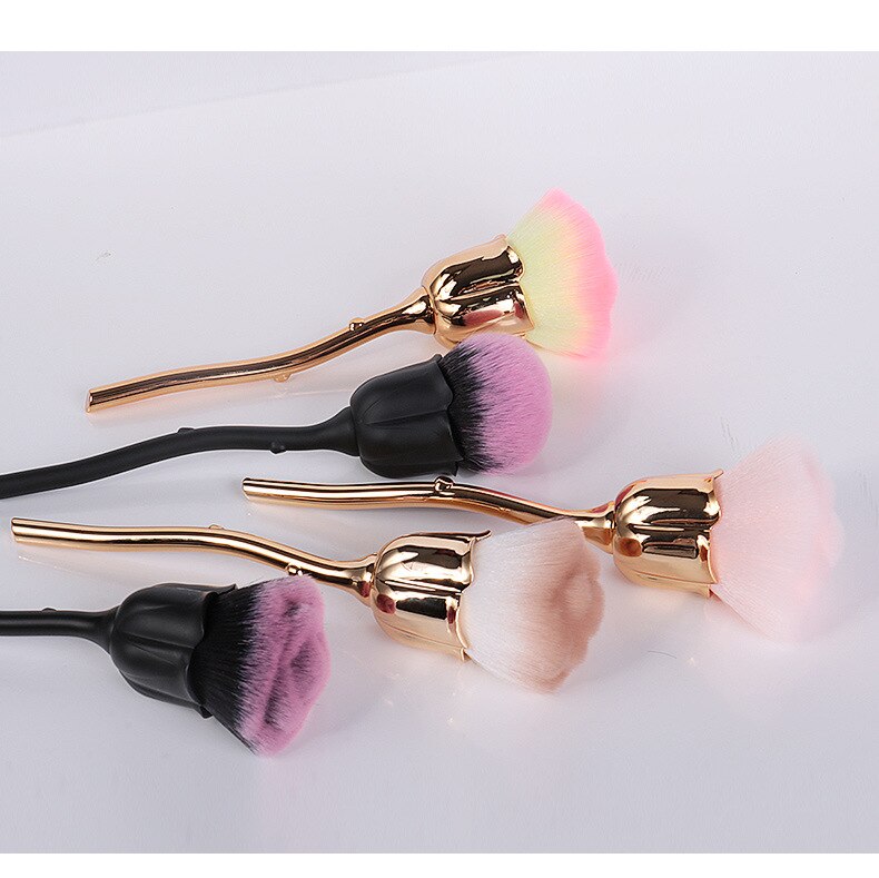 Rose Nail Dust Brush Set — Soft, Fluffy Flower-Shaped Bristles