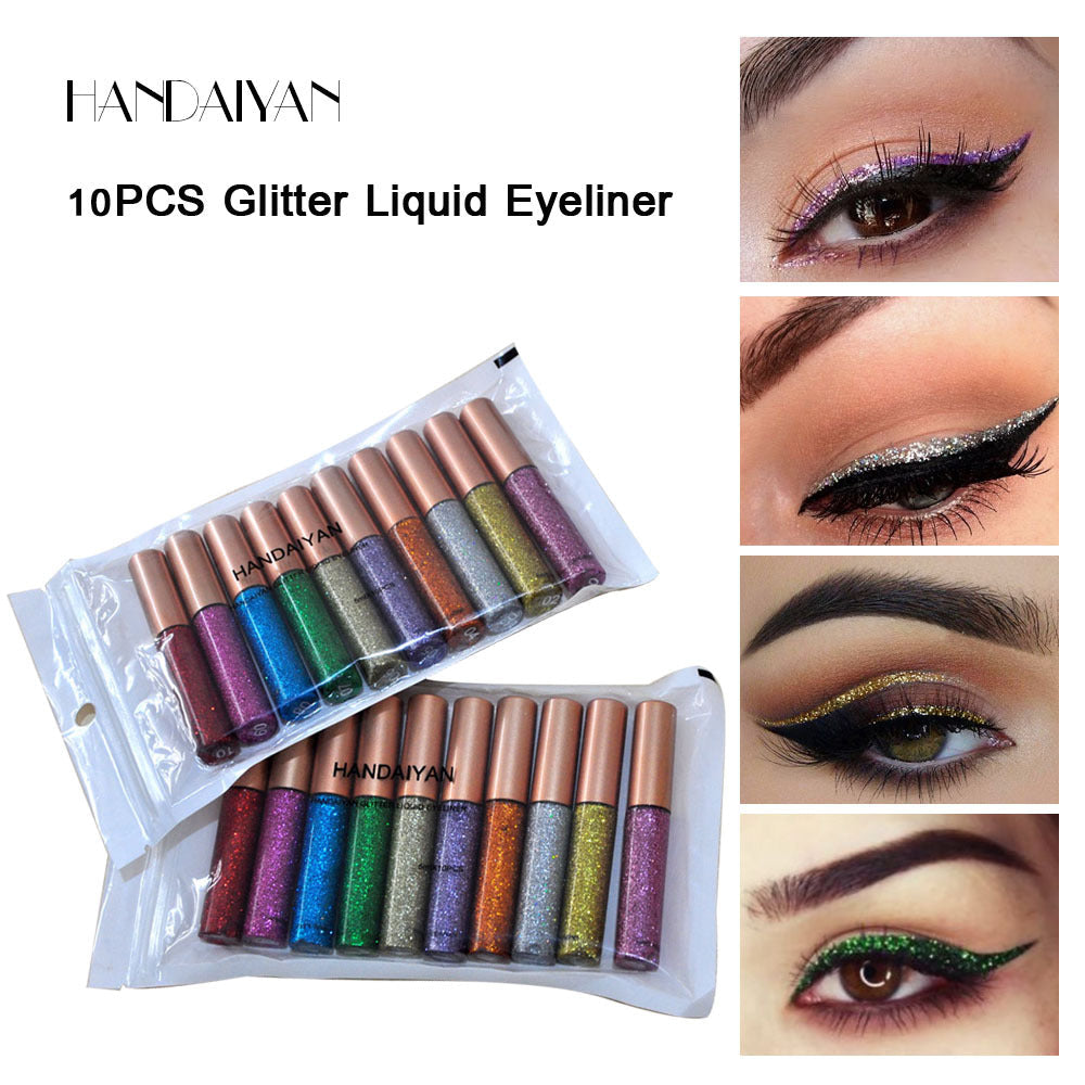 Glitter Liquid Eyeliner Set: 10 Sparkling Eye Shades