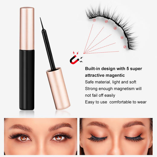 3D Magnetic Eyelashes With Long-Lasting Eyeliner
