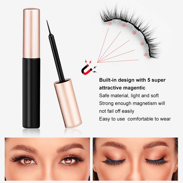 3D Magnetic Eyelashes With Long-Lasting Eyeliner
