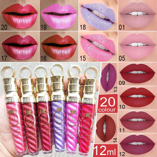 Waterproof Matte Lip Gloss - 20 Long-Lasting Shades