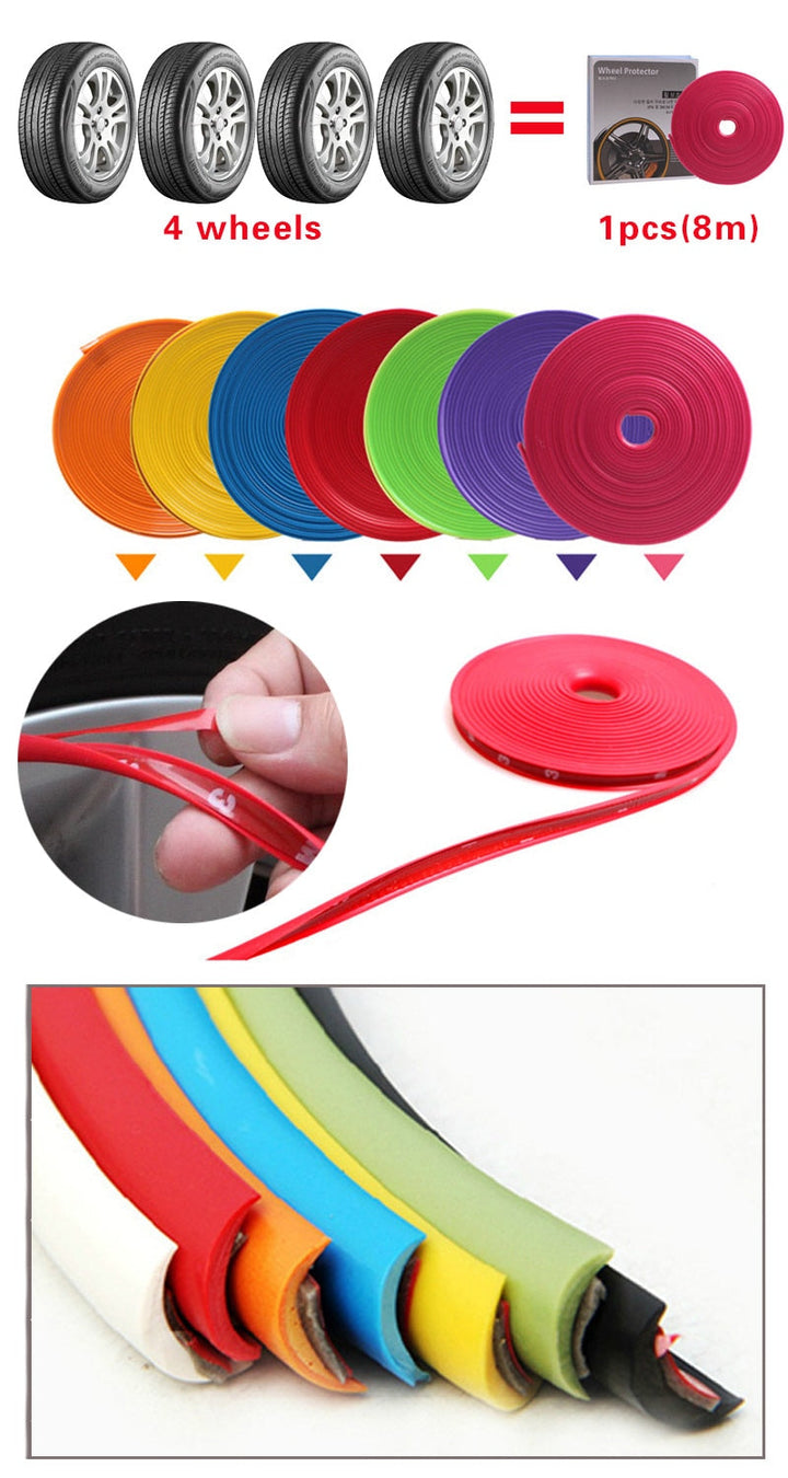 Wheel Rim Protector Strip — Covers All 4 Wheels in 7