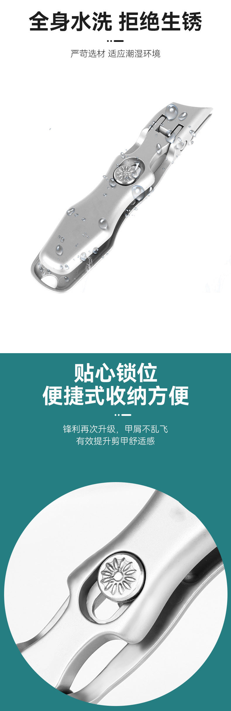 Slanted Nail Clippers for Thick Nails, Steel Splash-Proof