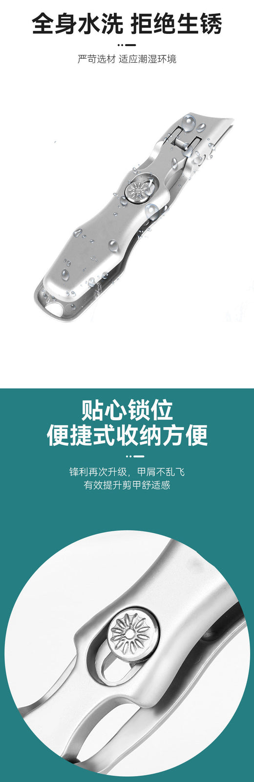 Slanted Nail Clippers for Thick Nails, Steel Splash-Proof