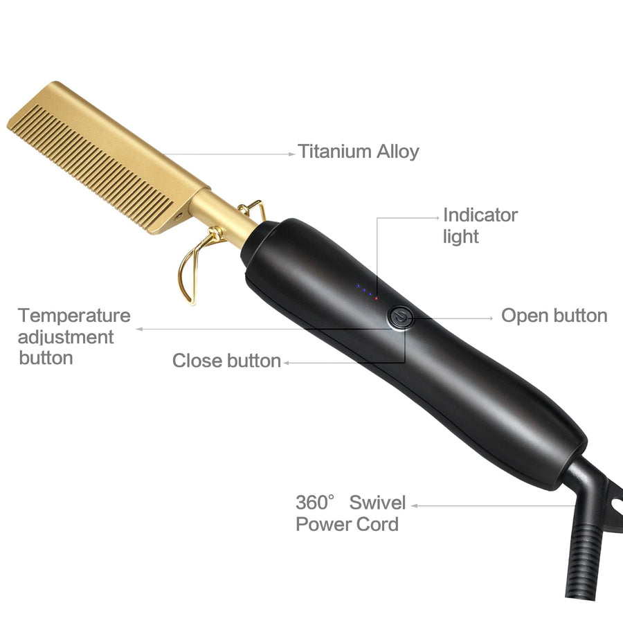 Electric Hair Straightening Comb for Smooth, Frizz-Free Hair