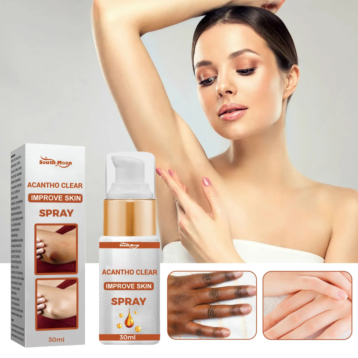 Acantho Clear Spray for Dark Elbows & Knees