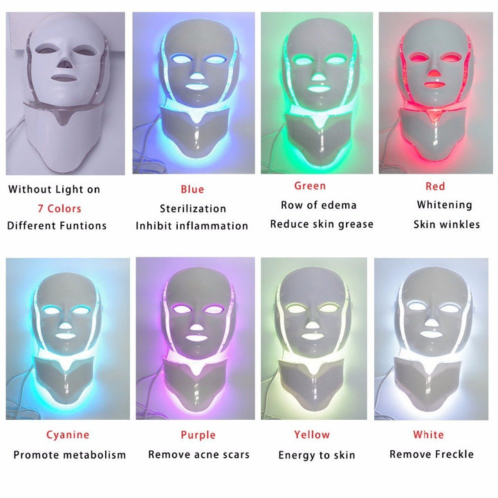 7-Color LED Face and Neck Mask for At-Home Skincare