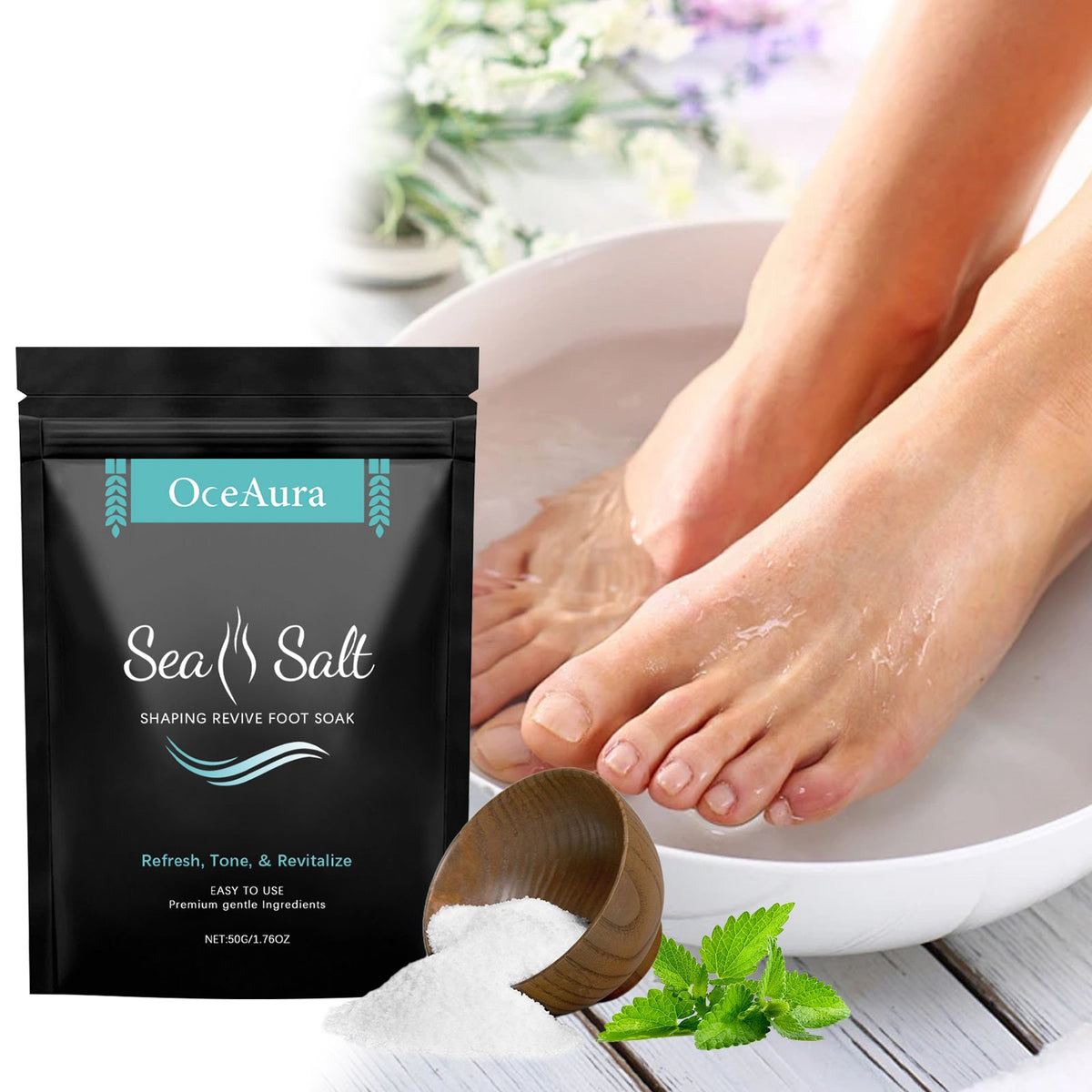 Sea Salt Foot Soak for Tired, Rough, Dry Feet Relief
