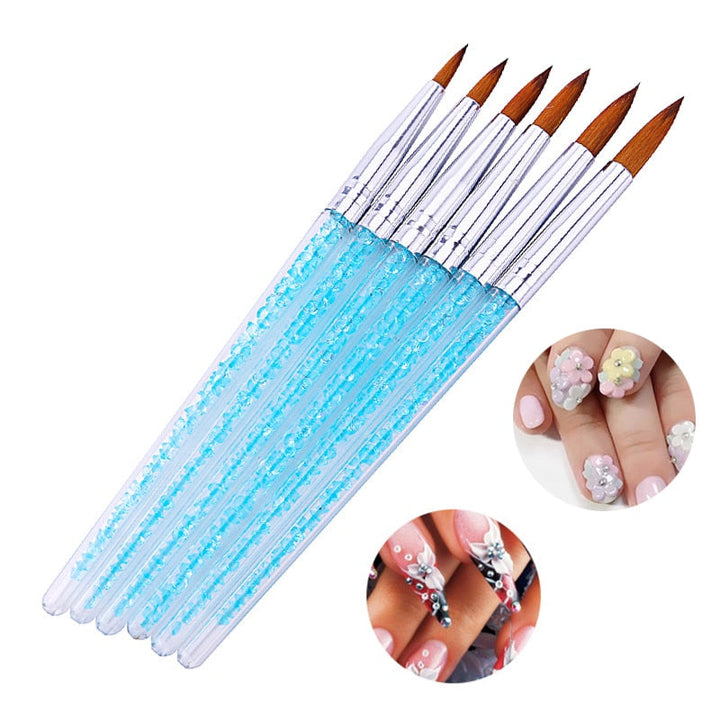 6-Piece Kolinsky Acrylic Nail Brush Set — Rhinestone