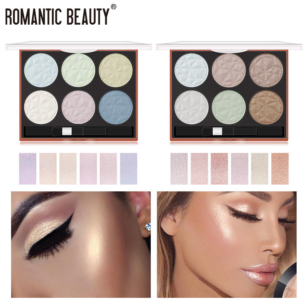 6-Color Pearl Highlighter Palette for Luminous Glow