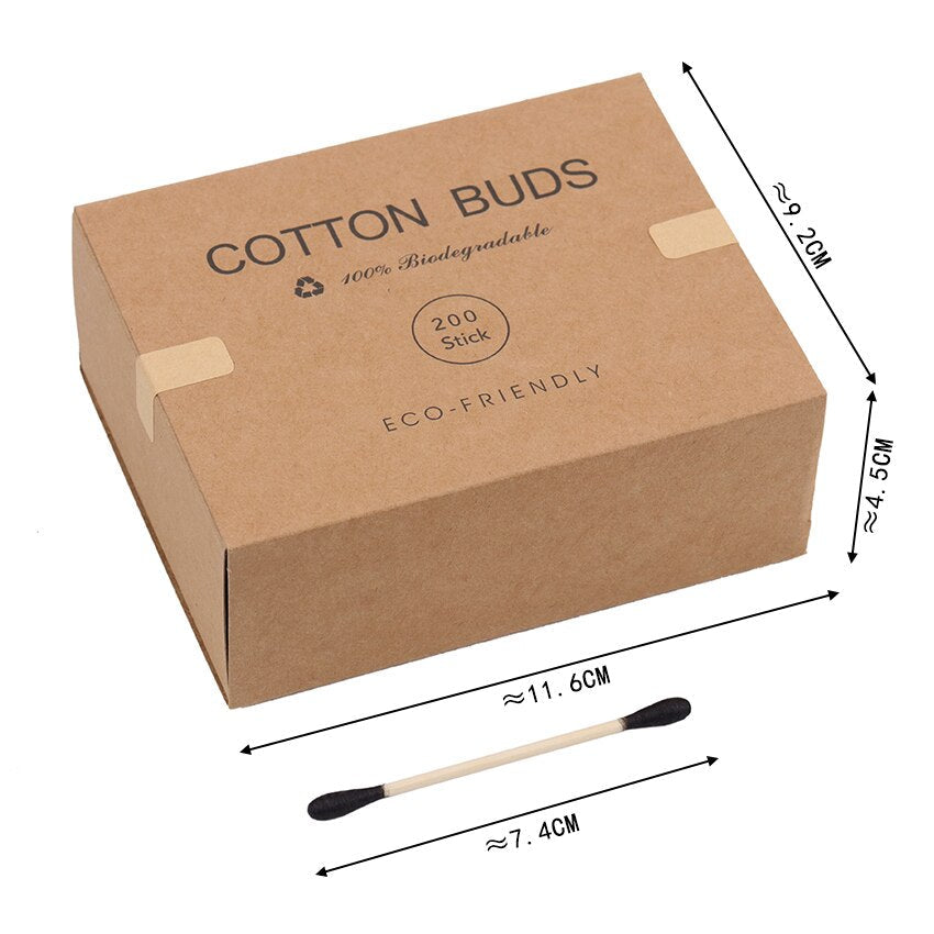 Bamboo Cotton Swabs – 200 Biodegradable Buds for Guilt-Free
